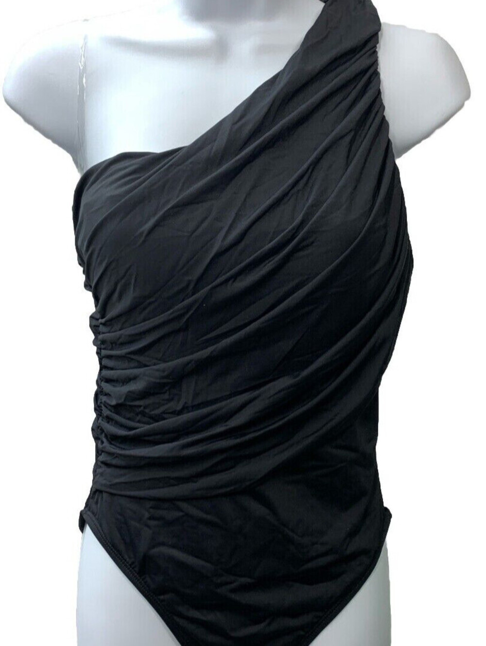 La Blanca Island Goddess Women's Swimsuit Shirred One Shoulder 1 Piece Size 6